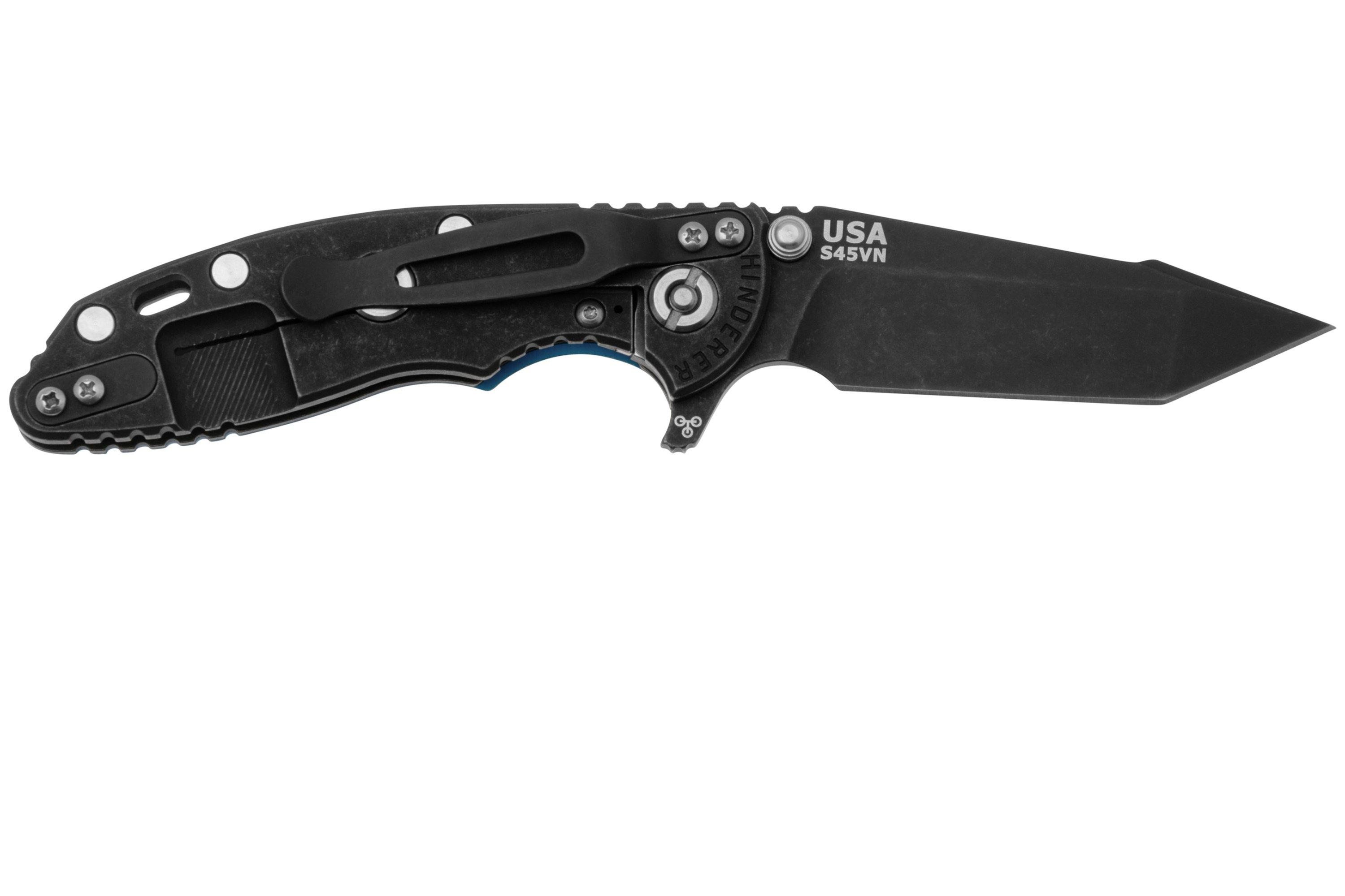 Rick Hinderer XM 18 3 0 Harpoon Tanto Tri Way Blackwash S45VN Blue