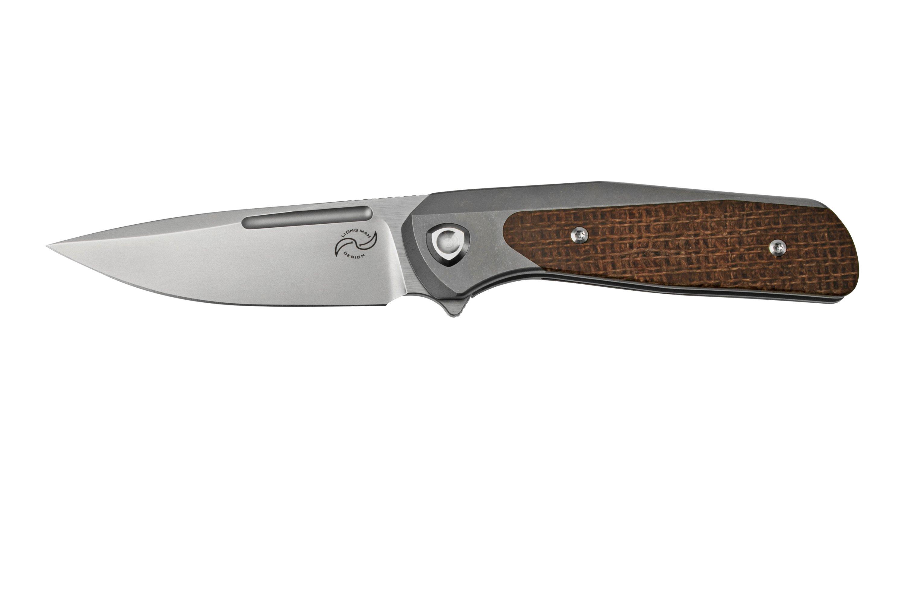 Liong Mah GSD V2 GSD2 BM Burlap Micarta Inlay Pocket Knife