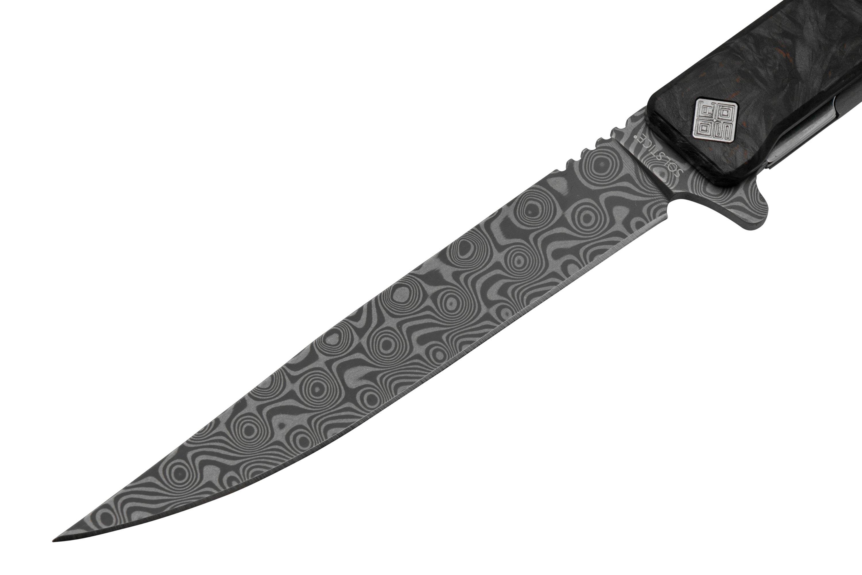 Ocaso Solstice Damascus Ifr Fat Carbon Dark Matter Red Pocket Knife