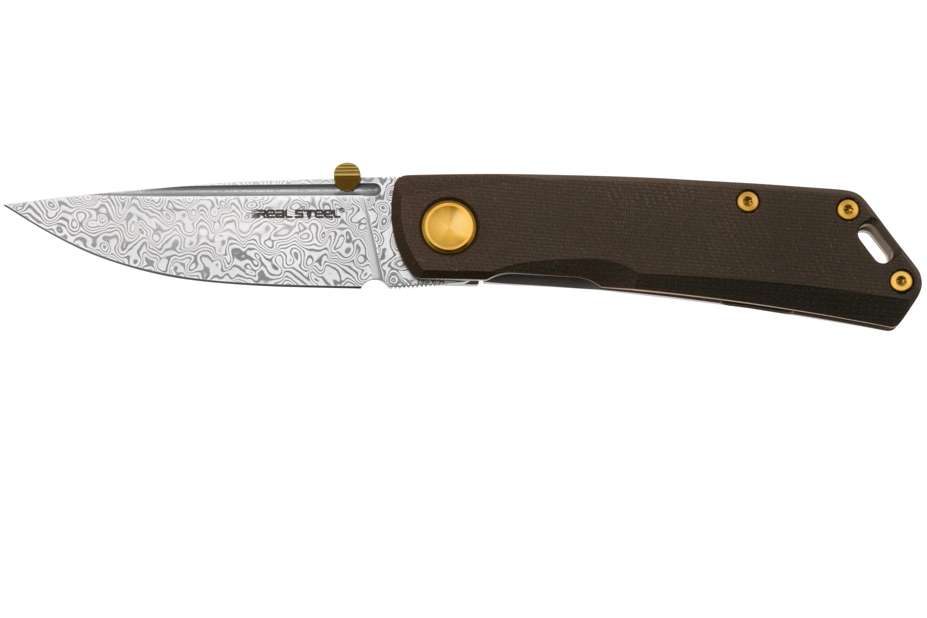 Real Steel Luna Boost Premium Damascus Dark Brown Micarta