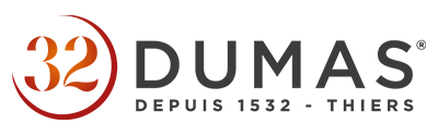 El logotipo de 32 Dumas con el texto: «32 Dumas Depuis 1532 - Thiers».