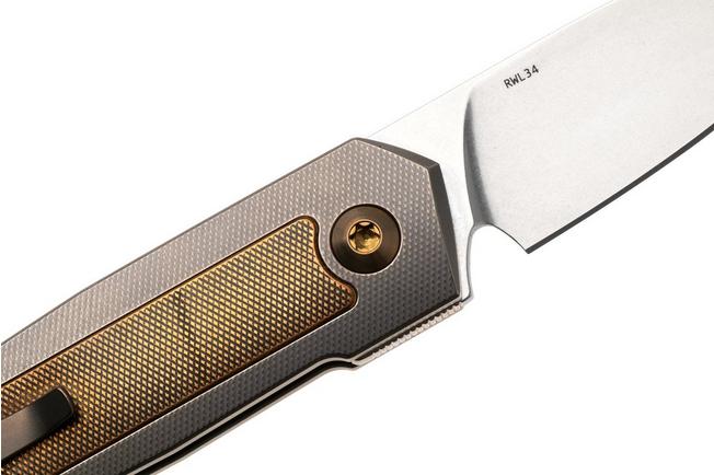 Afbeelding voor Ansø of Denmark ARN Flipper AD-ARN-BR-IN Stonewashed RWL34, Titanium, Brass Inlay, zakmes Jens Ansø design