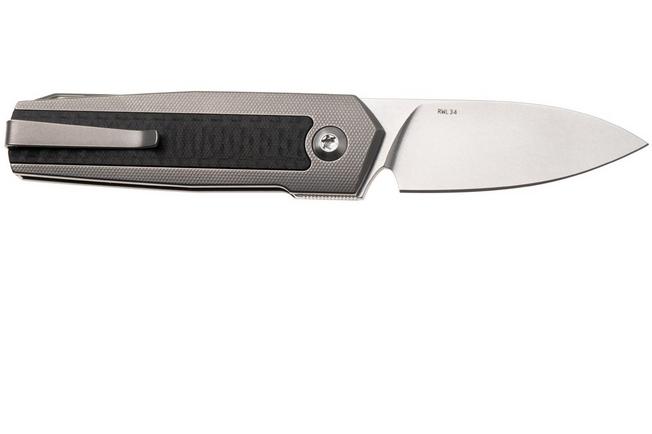 Afbeelding voor Ansø of Denmark ARN Flipper AD-ARN-CF Stonewashed RWL34, Titanium, Carbon Fiber Inlay, zakmes Jens Ansø design