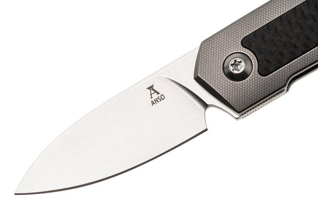 Afbeelding voor Ansø of Denmark ARN Flipper AD-ARN-CF Stonewashed RWL34, Titanium, Carbon Fiber Inlay, zakmes Jens Ansø design