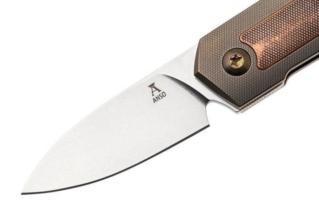 Immagine per Ansø of Denmark Arn Front Flipper AD-ARN-COP Stonewashed RWL34, Bronze Titanium, Copper Inlay, coltello da tasca, Jens Ansø design