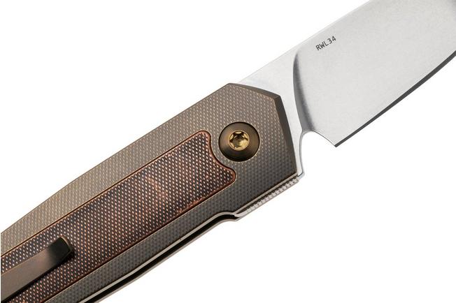 Immagine per Ansø of Denmark Arn Front Flipper AD-ARN-COP Stonewashed RWL34, Bronze Titanium, Copper Inlay, coltello da tasca, Jens Ansø design