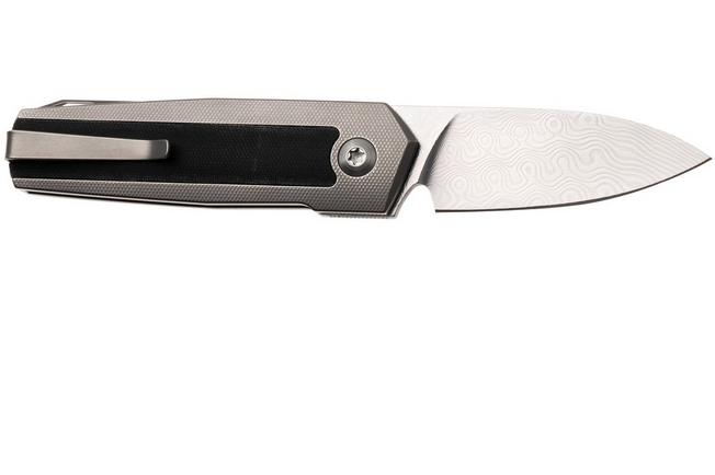 Afbeelding voor Ansø of Denmark ARN Flipper AD-ARN-DA-BL Damasteel, Titanium, Black Micarta Inlay, zakmes Jens Ansø design
