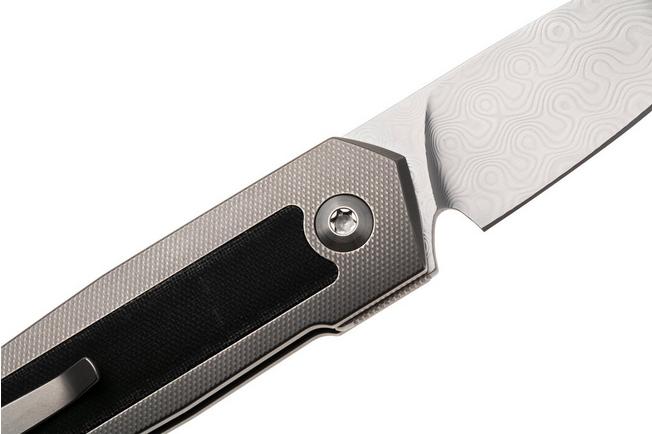 Afbeelding voor Ansø of Denmark ARN Flipper AD-ARN-DA-BL Damasteel, Titanium, Black Micarta Inlay, zakmes Jens Ansø design