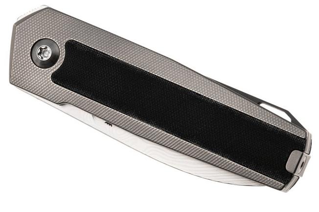 Afbeelding voor Ansø of Denmark ARN Flipper AD-ARN-DA-BL Damasteel, Titanium, Black Micarta Inlay, zakmes Jens Ansø design