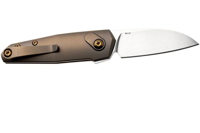 Bild für Ansø of Denmark Aros 2.0, ARO-AMB-AMB-BRZ, Stonewashed RWL34, Amber Titanium, Amber Hardware, Bronze Backspacer, Taschenmesser, Jens Ansø Design