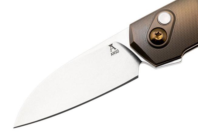 Bild für Ansø of Denmark Aros 2.0, ARO-AMB-AMB-BRZ, Stonewashed RWL34, Amber Titanium, Amber Hardware, Bronze Backspacer, Taschenmesser, Jens Ansø Design