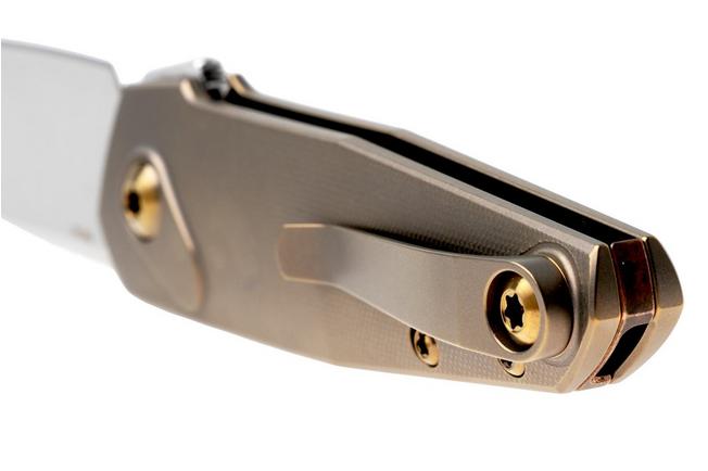 Bild für Ansø of Denmark Aros 2.0, ARO-AMB-AMB-BRZ, Stonewashed RWL34, Amber Titanium, Amber Hardware, Bronze Backspacer, Taschenmesser, Jens Ansø Design