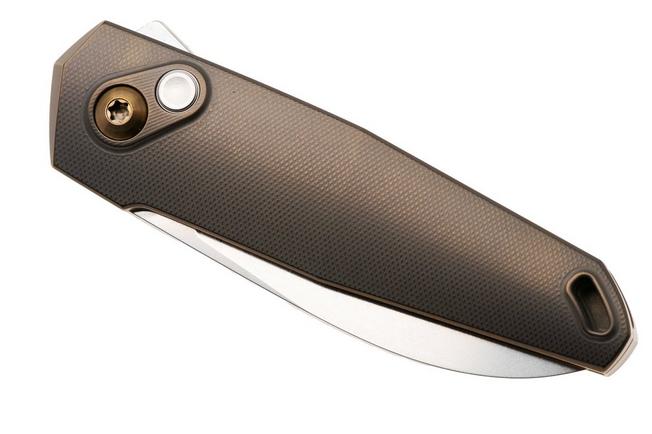 Afbeelding voor Ansø of Denmark Aros 2.0, ARO-AMB-AMB-TI, Stonewashed RWL34, Amber Titanium, Amber Hardware, Titanium Backspacer, zakmes, Jens Ansø design