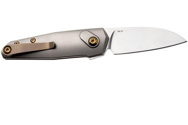 Bild für Ansø of Denmark Aros 2.0, ARO-GRY-AMB-TI, Stonewashed RWL34, Grey Titanium, Amber Hardware, Titanium Backspacer, Taschenmesser, Jens Ansø Design