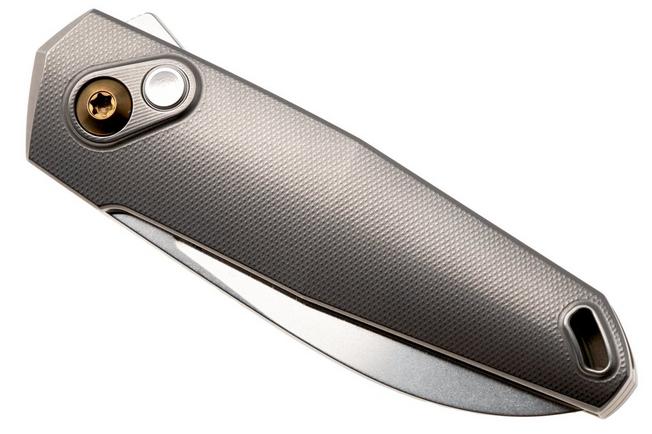 Bild für Ansø of Denmark Aros 2.0, ARO-GRY-AMB-TI, Stonewashed RWL34, Grey Titanium, Amber Hardware, Titanium Backspacer, Taschenmesser, Jens Ansø Design
