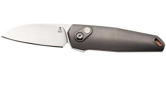 Afbeelding voor Ansø of Denmark Aros 2.0, ARO-GRY-SAT-BRZ, Stonewashed RWL34, Grey Titanium, Satin Hardware, Bronze Backspacer, zakmes, Jens Ansø design