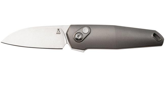 Image pour Ansø of Denmark Aros 2.0, ARO-GRY-SAT-TI, Stonewashed RWL34, Grey Titanium, Satin Hardware, Titanium Backspacer, couteau de poche, Jens Ansø design