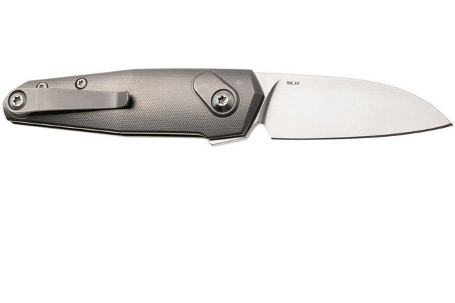 Image pour Ansø of Denmark Aros 2.0, ARO-GRY-SAT-TI, Stonewashed RWL34, Grey Titanium, Satin Hardware, Titanium Backspacer, couteau de poche, Jens Ansø design