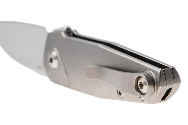 Image pour Ansø of Denmark Aros 2.0, ARO-GRY-SAT-TI, Stonewashed RWL34, Grey Titanium, Satin Hardware, Titanium Backspacer, couteau de poche, Jens Ansø design