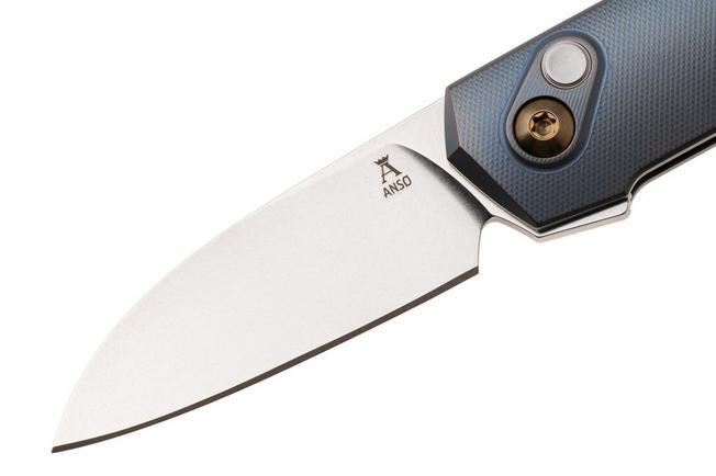 Image pour Ansø of Denmark Aros 2.0, ARO-KOB-AMB-BRZ, Stonewashed RWL34, Kobolt Titanium, Amber Hardware, Bronze Backspacer, couteau de poche, Jens Ansø design