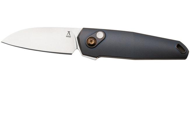 Afbeelding voor Ansø of Denmark Aros 2.0, ARO-KOB-AMB-TI, Stonewashed RWL34, Kobolt Titanium, Amber Hardware, Titanium Backspacer, zakmes, Jens Ansø design