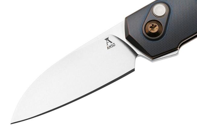 Afbeelding voor Ansø of Denmark Aros 2.0, ARO-KOB-AMB-TI, Stonewashed RWL34, Kobolt Titanium, Amber Hardware, Titanium Backspacer, zakmes, Jens Ansø design