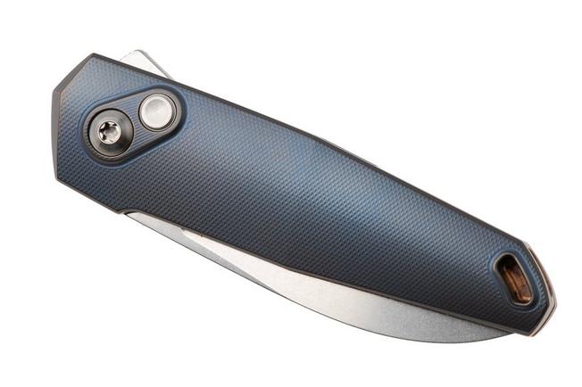 Image pour Ansø of Denmark Aros 2.0, ARO-KOB-SAT-BRZ, Stonewashed RWL34, Kobolt Titanium, Satin Hardware, Bronze Backspacer, couteau de poche, Jens Ansø design