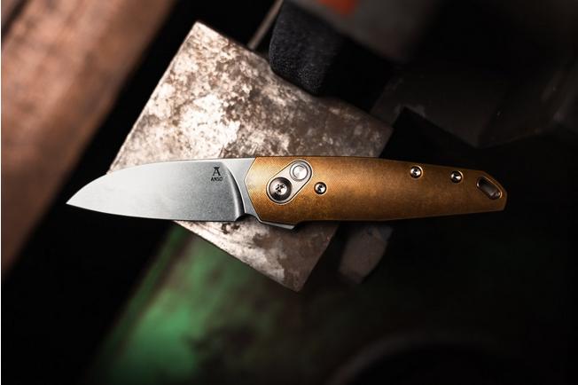 Image for Ansø of Denmark Aros AROS-BR-ST, Stonewashed RWL34, Brass pocket knife, Jens Ansø design