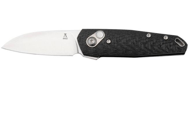 Afbeelding voor Ansø of Denmark Aros AROS-CF, Stonewashed RWL34, Black Carbon Fiber zakmes, Jens Ansø design