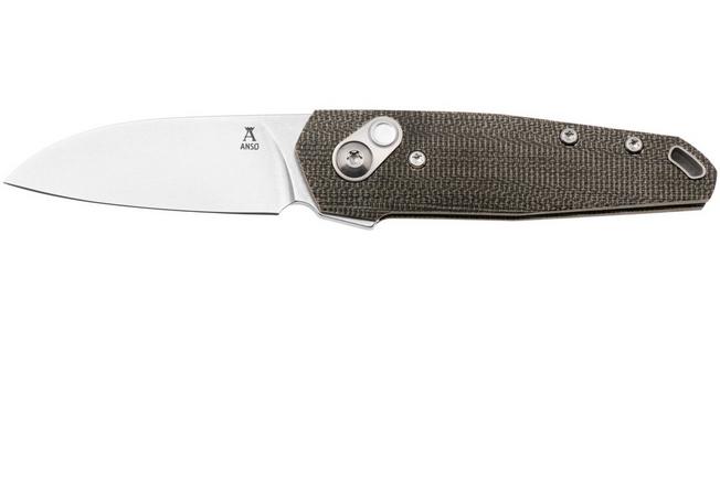 Afbeelding voor Ansø of Denmark Aros AROS-GM, Stonewashed RWL34, Green Micarta zakmes, Jens Ansø design