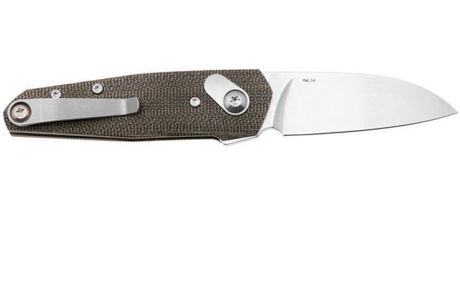 Afbeelding voor Ansø of Denmark Aros AROS-GM, Stonewashed RWL34, Green Micarta zakmes, Jens Ansø design