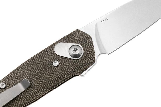 Afbeelding voor Ansø of Denmark Aros AROS-GM, Stonewashed RWL34, Green Micarta zakmes, Jens Ansø design