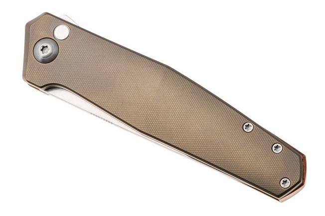 Afbeelding voor Ansø of Denmark Toko TOK-AMB-SAT-BRZ, Stonewashed RWL34, Amber Titanium, Satin Hardware, Bronze Backspacer, zakmes, Jens Ansø design