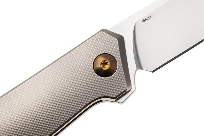 Afbeelding voor Ansø of Denmark Toko TOK-GRY-AMB-BRZ, Stonewashed RWL34, Grey Titanium, Amber Hardware, Bronze Backspacer, zakmes, Jens Ansø design