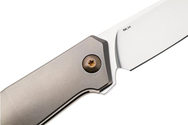 Afbeelding voor Ansø of Denmark Toko TOK-GRY-AMB-TI, Stonewashed RWL34, Grey Titanium, Amber Hardware, Titanium Backspacer, zakmes, Jens Ansø design