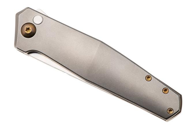 Afbeelding voor Ansø of Denmark Toko TOK-GRY-AMB-TI, Stonewashed RWL34, Grey Titanium, Amber Hardware, Titanium Backspacer, zakmes, Jens Ansø design