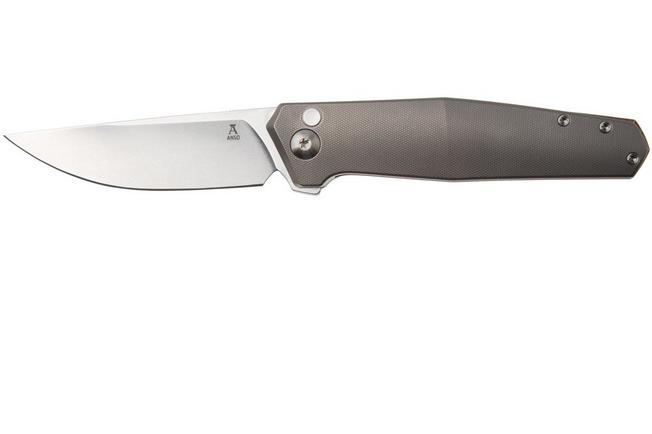 Image for Ansø of Denmark Toko TOK-GRY-SAT-BRZ, Stonewashed RWL34, Grey Titanium, Satin Hardware, Bronze Backspacer, pocket knife, Jens Ansø design