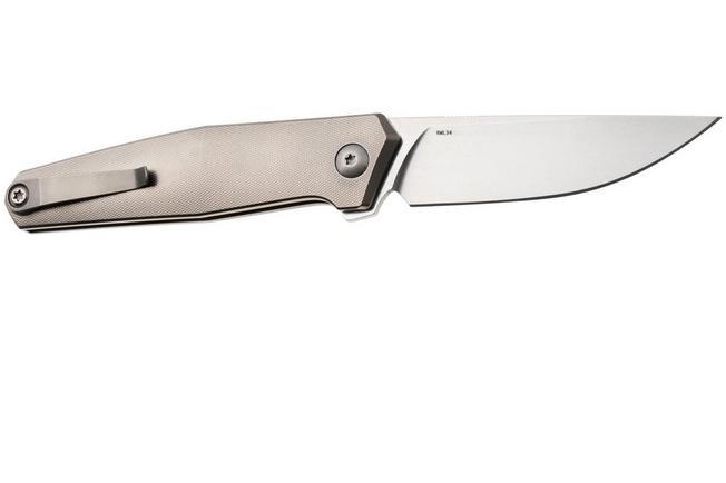 Afbeelding voor Ansø of Denmark Toko TOK-GRY-SAT-TI, Stonewashed RWL34, Grey Titanium, Grey Hardware, Titanium Backspacer, zakmes, Jens Ansø design