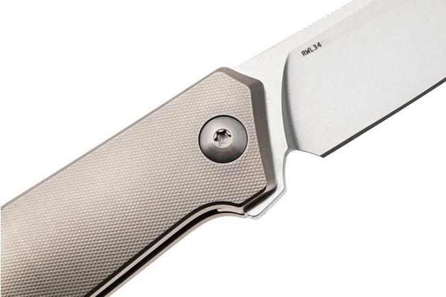 Afbeelding voor Ansø of Denmark Toko TOK-GRY-SAT-TI, Stonewashed RWL34, Grey Titanium, Grey Hardware, Titanium Backspacer, zakmes, Jens Ansø design