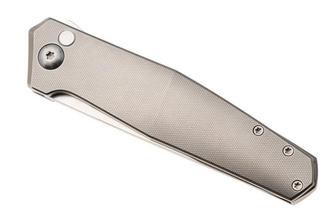 Afbeelding voor Ansø of Denmark Toko TOK-GRY-SAT-TI, Stonewashed RWL34, Grey Titanium, Grey Hardware, Titanium Backspacer, zakmes, Jens Ansø design
