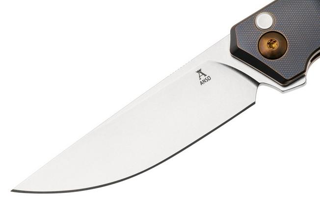 Afbeelding voor Ansø of Denmark Toko TOK-KOB-AMB-BRZ, Stonewashed RWL34, Kobolt Titanium, Amber Hardware, Bronze Backspacer, zakmes, Jens Ansø design