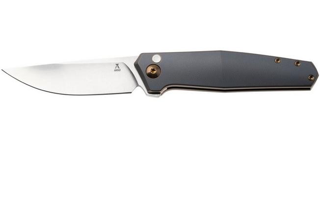 Image for Ansø of Denmark Toko TOK-KOB-AMB-TI, Stonewashed RWL34, Kobolt Titanium, Amber Hardware, Titanium Backspacer, pocket knife, Jens Ansø design