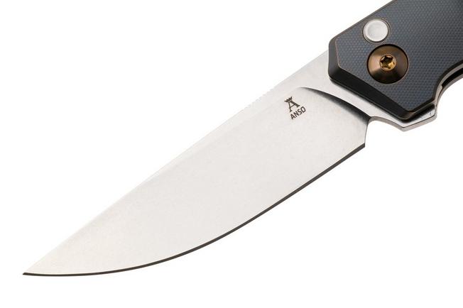 Image for Ansø of Denmark Toko TOK-KOB-AMB-TI, Stonewashed RWL34, Kobolt Titanium, Amber Hardware, Titanium Backspacer, pocket knife, Jens Ansø design