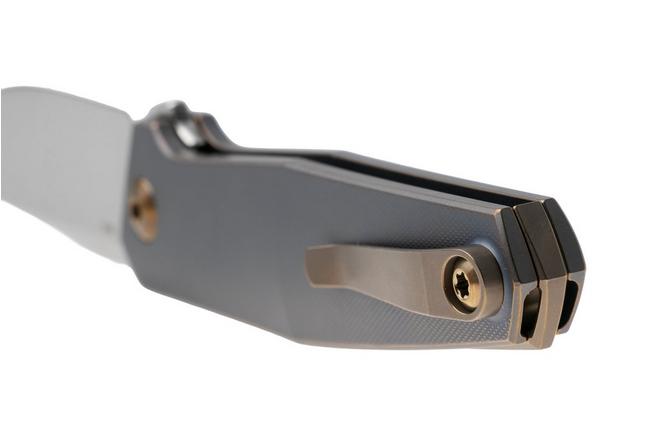 Image for Ansø of Denmark Toko TOK-KOB-AMB-TI, Stonewashed RWL34, Kobolt Titanium, Amber Hardware, Titanium Backspacer, pocket knife, Jens Ansø design