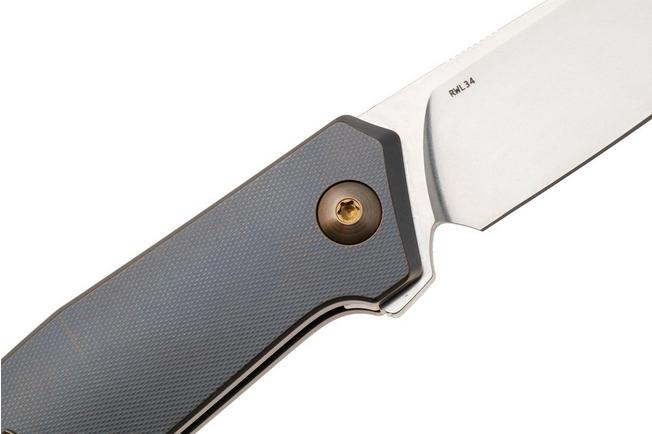 Image for Ansø of Denmark Toko TOK-KOB-AMB-TI, Stonewashed RWL34, Kobolt Titanium, Amber Hardware, Titanium Backspacer, pocket knife, Jens Ansø design
