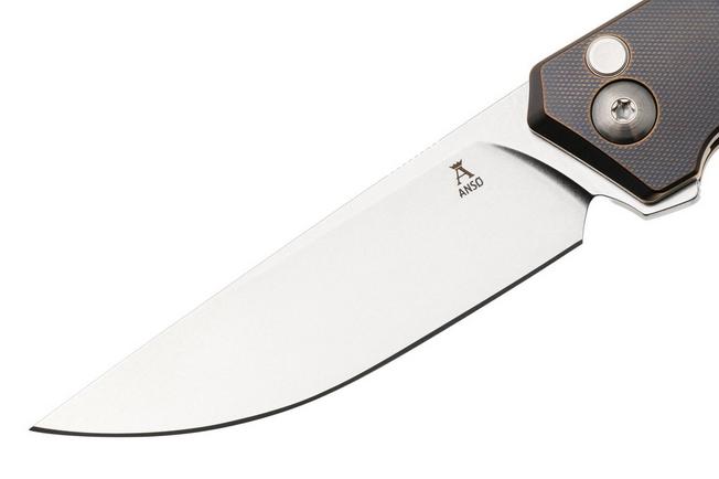 Afbeelding voor Ansø of Denmark Toko TOK-KOB-SAT-TI, Stonewashed RWL34, Kobolt Titanium, Satin Hardware, Titanium Backspacer, zakmes, Jens Ansø design