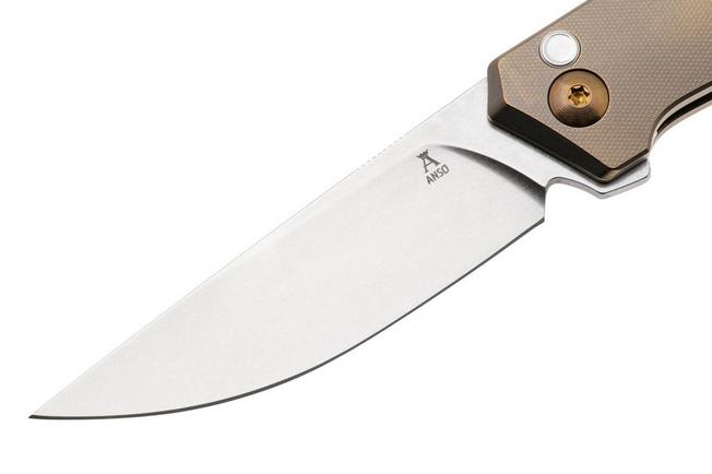Afbeelding voor Ansø of Denmark Toko TOKO-AM-AM, Stonewashed RWL34, Amber Titanium zakmes, Jens Ansø design