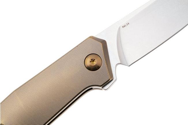Afbeelding voor Ansø of Denmark Toko TOKO-AM-AM, Stonewashed RWL34, Amber Titanium zakmes, Jens Ansø design