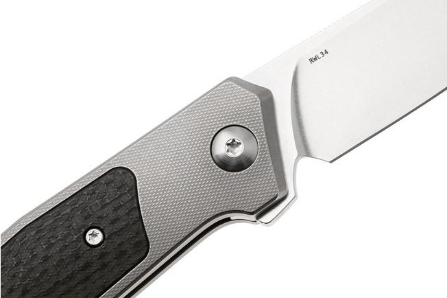 Image for Ansø of Denmark Toko TOKO-CF-ZS, Stonewashed RWL34, Amber Titanium, Carbon Fiber Inlay, Zirconium Hardware pocket knife, Jens Ansø design