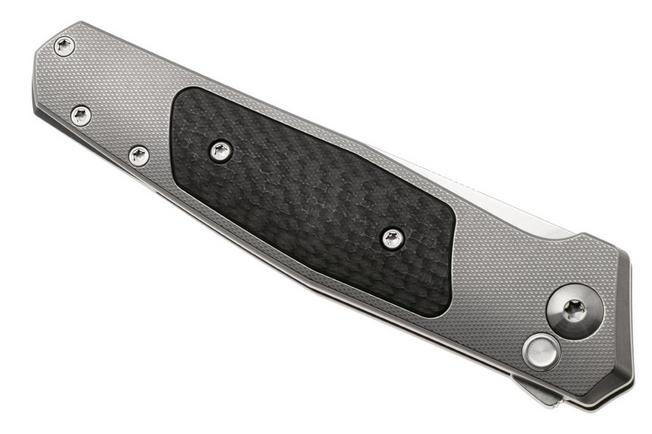 Image for Ansø of Denmark Toko TOKO-CF-ZS, Stonewashed RWL34, Amber Titanium, Carbon Fiber Inlay, Zirconium Hardware pocket knife, Jens Ansø design